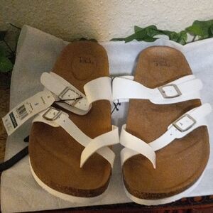 new White Sandals with Buckle Straps